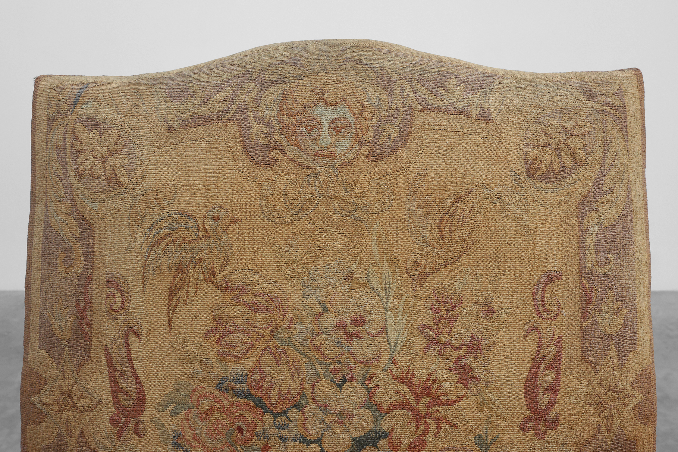 Carved Walnut Armchair with Scrolling and Tapestry Upholstery, France, circa 1800thumbnail